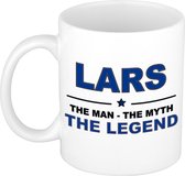 Naam cadeau Lars - The man, The myth the legend koffie mok / beker 300 ml - naam/namen mokken - Cadeau voor o.a  verjaardag/ vaderdag/ pensioen/ geslaagd/ bedankt