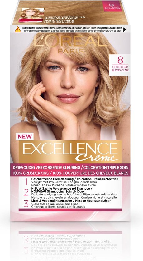 L'Oréal Excellence 8 Lichtblond Haarverf | bol.com