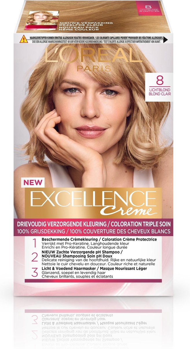 Voorvoegsel voordat Durf L'Oréal Paris Excellence Crème 8 - Lichtblond - Haarverf | bol.com