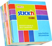 Stick'n Kleine Kubus - 50x50mm, neon/pastel mix blauw, 250 sticky notes, memoblok