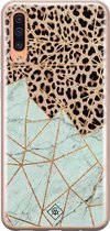 Samsung A50/A30s hoesje siliconen - Luipaard marmer mint | Samsung Galaxy A50/A30s case | Bruin | TPU backcover transparant