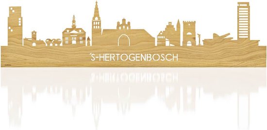 Skyline 's-Hertogenbosch Eikenhout - 80 cm - Woondecoratie - Wanddecoratie - Meer steden beschikbaar - Woonkamer idee - City Art - Steden kunst - Cadeau voor hem - Cadeau voor haar - Jubileum - Trouwerij - WoodWideCities