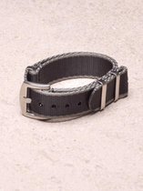 Premium Seatbelt NATO strap zwart+grijze rand – Nylon horlogeband – 22mm