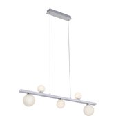 LED Hanglamp WiZ - Smart LED - Trion Dulpio - 15W - Aanpasbare Kleur - 5-lichts - Dimbaar - Rechthoek - Mat Nikkel - Aluminium - BES LED