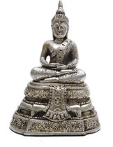 Boeddha beeld in lotushouding – verzilverd Thais boeddhabeeld 17 cm hoog | GerichteKeuze