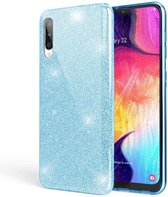 Samsung Galaxy A70S Hoesje Glitters Siliconen TPU Case Blauw - BlingBling Cover