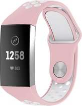 Fitbit Charge 3 & 4 - Wearablebandje - Siliconen bandje - Druksluiting - Pink White