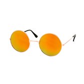 Lunettes de soleil rondes Hippie John Lennon Gabber Métal Or - Lunettes miroir orange rouge - UV 400