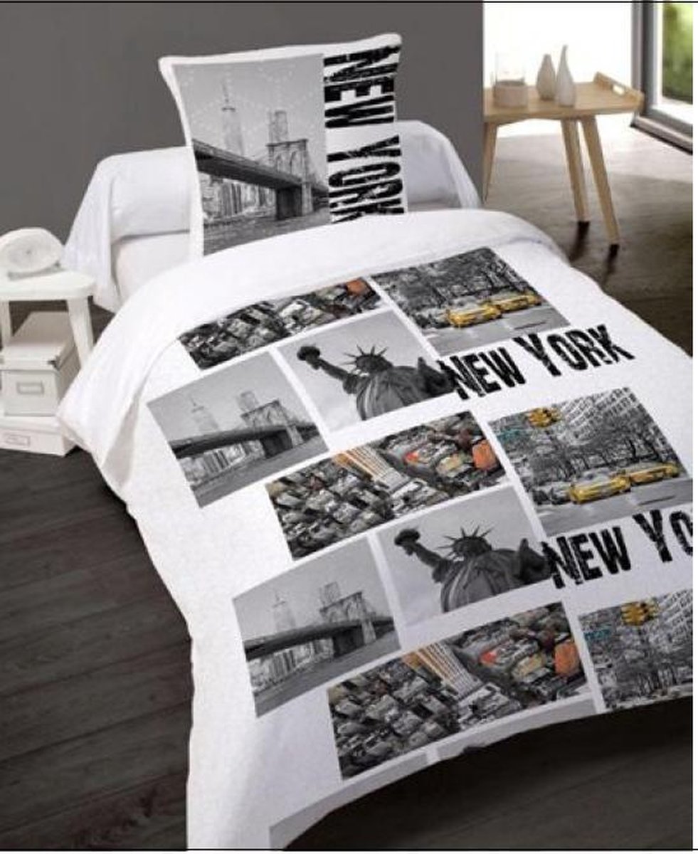 1-Persoonsdekbedovertrek katoen NY Skyline 140x200 met 1 kussensloop 65x65