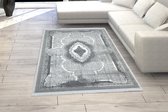 Flycarpets Modern Vloerkleed Grijs - Tegula - Medaillon - 160x230 cm