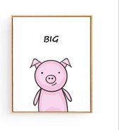 Postercity - Design Canvas Poster Blij Kijkend Big Tekst / Boerderij Dieren / Kinderkamer / Dieren Poster / Babykamer - Kinderposter / Babyshower Cadeau / Muurdecoratie / 50 x 40cm