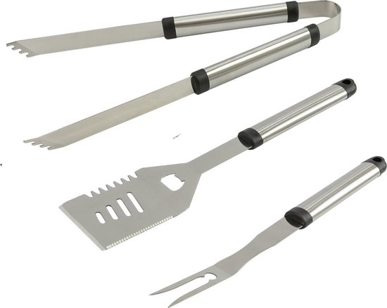 | MaxxGarden Barbecue Gereedschap Set Luxe RVS 3 Barbecue gereedschap set RVS met houten handgrepen 10 delig