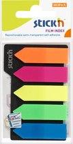 Stick'n Index tab pijlen - 45x12mm - 5x neon kleuren - 125 bladwijzer tabs