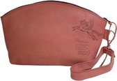 Handgemaakte Toilettas Leer Roze - Clutch - Make-uptas - Met Handvat - Leder