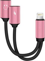 Jumalu iPhone splitter - lightning splitter - audio en opladen - roze