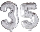 Folieballon 35 jaar zilver 86cm
