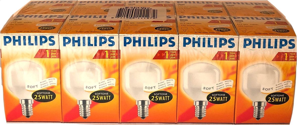 Extra hoek eend Philips Softone Wit Kogellamp 25W E14 Gloeilamp (10 stuks) | bol.com