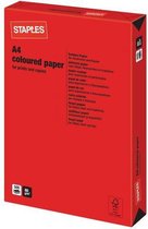 Staples Colored Paper for Laser, Inkjet and Copy A4 80 gsm Rouge 500 feuilles (pack 500 feuilles)