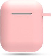 AirPods Hoesje Siliconen Case - Roze - Geschikt voor Apple AirPods 1 en 2 - AirPods case met lus