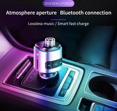 Statch Bluetooth FM Transmitter voor in de auto - Handsfree –Bellen - Draadloze Carkit - Fastcharger USB Poort – Led verlichting/scherm - Muziek Luisteren Streamen – Auto snel lader – SD kaart - MP3 - Adapter - Audio – Zilver