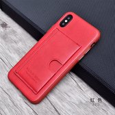 Puloka Card Bag Series + Standaard Genuine Leather iPhone XS Max ROOD