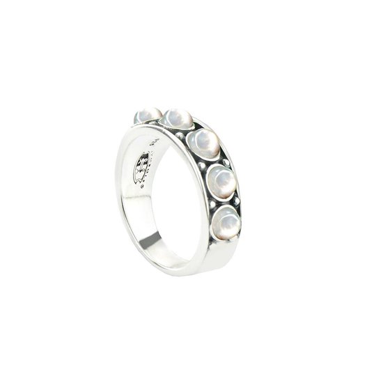 Symbols 9SY 0054 52 Zilveren Ring - Maat 52 - Parel - Wit - Geoxideerd
