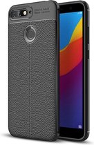 Voor Huawei Honor 7A / Y6 (2018) Litchi Texture Soft TPU beschermhoes (zwart)