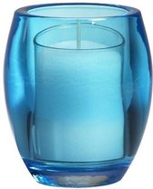 Bolsius Kandelaar Oval light 100/84 Lemon + vulling - Blauw - Glas - Ø 8.5 x h 10 cm