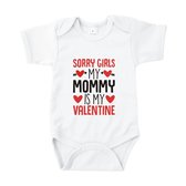 Rompertjes baby met tekst - Sorry girls, mommy is my valentine - Romper wit - Maat 50/56
