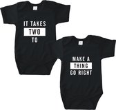 Rompertjes baby met tekst - It takes two to make a thing go right - Romper zwart - Maat 62/68