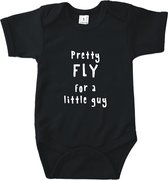 Rompertjes baby met tekst - Pretty fly for a little guy - Romper zwart - Maat 62/68