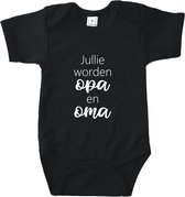 Rompertje Zwangerschapsaankondiging - Jullie worden Opa & Oma - Zwart - Maat 74/80 - Voor Oma & Opa - Valentijn - Babygeschenk - Baby kado - Romper - Babyshower