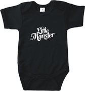 Rompertjes baby met tekst - Little monster - Romper zwart - Maat 62/68