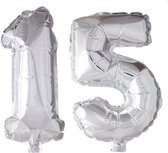 Folieballon 15 jaar zilver 86cm