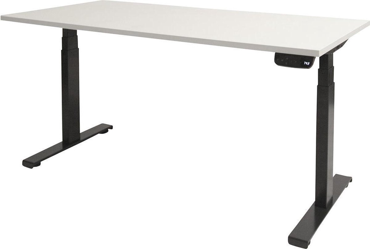 RoomForTheNew Bureau Heathrow plus-Desk - Zit sta Bureau - Zit sta Bureau Elektrisch - Gaming Bureau - Game Bureau - Verstelbaar Bureau - standing Desk--Wit blad-Zwart  onderstel- 120x80