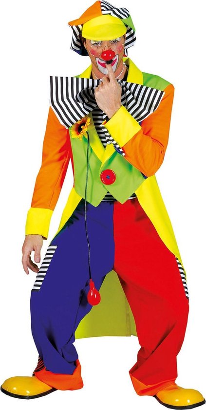 Funny Fashion - Clown & Nar Kostuum - Olaffio Clown - Man - Multicolor - Maat 48-50 - Carnavalskleding - Verkleedkleding