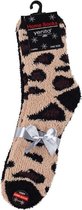 Socke © /Huissokken Dames/Bedsokken/Beige Zwart/Luipaard Motief/2 Paar