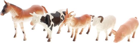 5x figurines d'animaux de ferme en plastique jouets, Cheval jouet, cochon /  porcelet