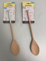 La Cucina keukenspatel van hout in leuke pastelkleur (groen/roze) - set van 2 stuks (H. 30 cm)