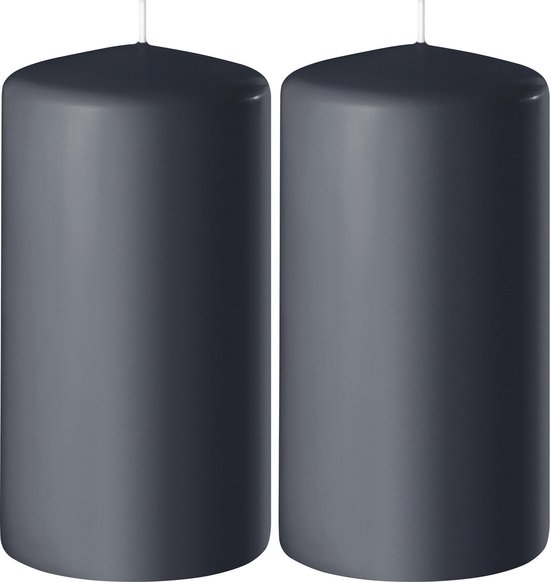 2x Antraciet grijze cilinderkaarsen/stompkaarsen 6 x 10 cm 36 branduren - Geurloze kaarsen antraciet grijs - Woondecoraties