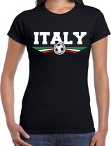 Italie / Italy landen / voetbal t-shirt met wapen in de kleuren van de Italiaanse vlag - zwart - dames - Italie landen shirt / kleding - EK / WK / voetbal shirt S