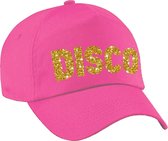 DISCO pet  / cap roze met goud bedrukking dames en heren - Disco thema baseball cap