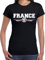Frankrijk / France landen / voetbal t-shirt zwart dames 2XL
