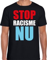 Stop racisme NU demonstratie / protest t-shirt zwart voor heren L