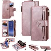 Voor Galaxy S8 Multifunctionele Retro Afneembare Magnetische Horizontale Flip Leren Case met Kaartsleuven & Houder & Portemonnee & Fotolijst (Rose Goud)