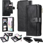 Voor Galaxy Note 10+ Multifunctionele Retro Afneembare Magnetische Horizontale Flip Leren Case met Kaartsleuven & Houder & Portemonnee & Fotolijst (Zwart)