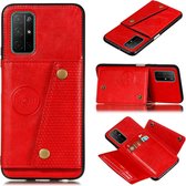 Voor Huawei RY30S PU + TPU schokbestendige magnetische beschermhoes met kaartsleuven (rood)