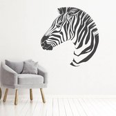 Muursticker Zebra -  Zwart -  80 x 80 cm  -  slaapkamer  alle  woonkamer  dieren - Muursticker4Sale