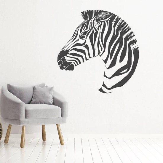 Muursticker Zebra - Zwart - 80 x 80 cm - Muursticker4Sale