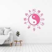 Muursticker Yin Yang Sterrenbeeld -  Roze -  80 x 80 cm  -  woonkamer  alle muurstickers  slaapkamer  nederlandse teksten - Muursticker4Sale